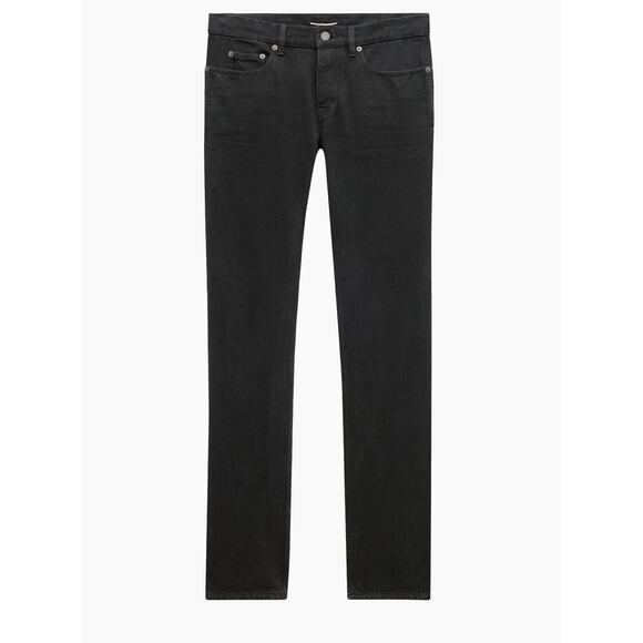 YSL Saint Laurent D10 Men's Black Raw Hem Mid Rise Relaxed Slim Jeans Size 34 - Picture 1 of 16